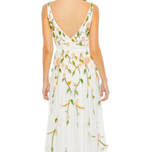 MAC DUGGAL 9171 EMBELLISHED SLEEVELESS V-NECK A-LINE WHITE MULTI GOWN sz 12 - Picture 5 of 6